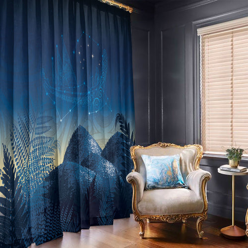 New Zealand Matariki Window Curtain Maori Waka With Silver Fern