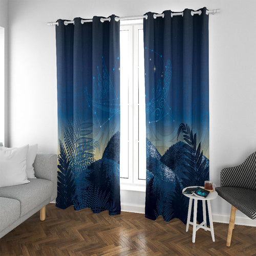 New Zealand Matariki Window Curtain Maori Waka With Silver Fern