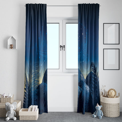 New Zealand Matariki Window Curtain Maori Waka With Silver Fern