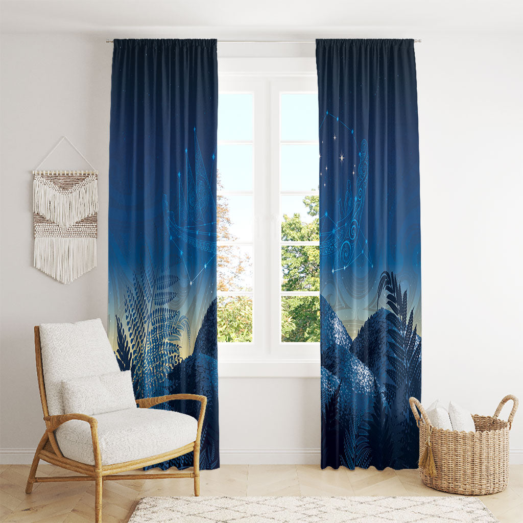 New Zealand Matariki Window Curtain Maori Waka With Silver Fern