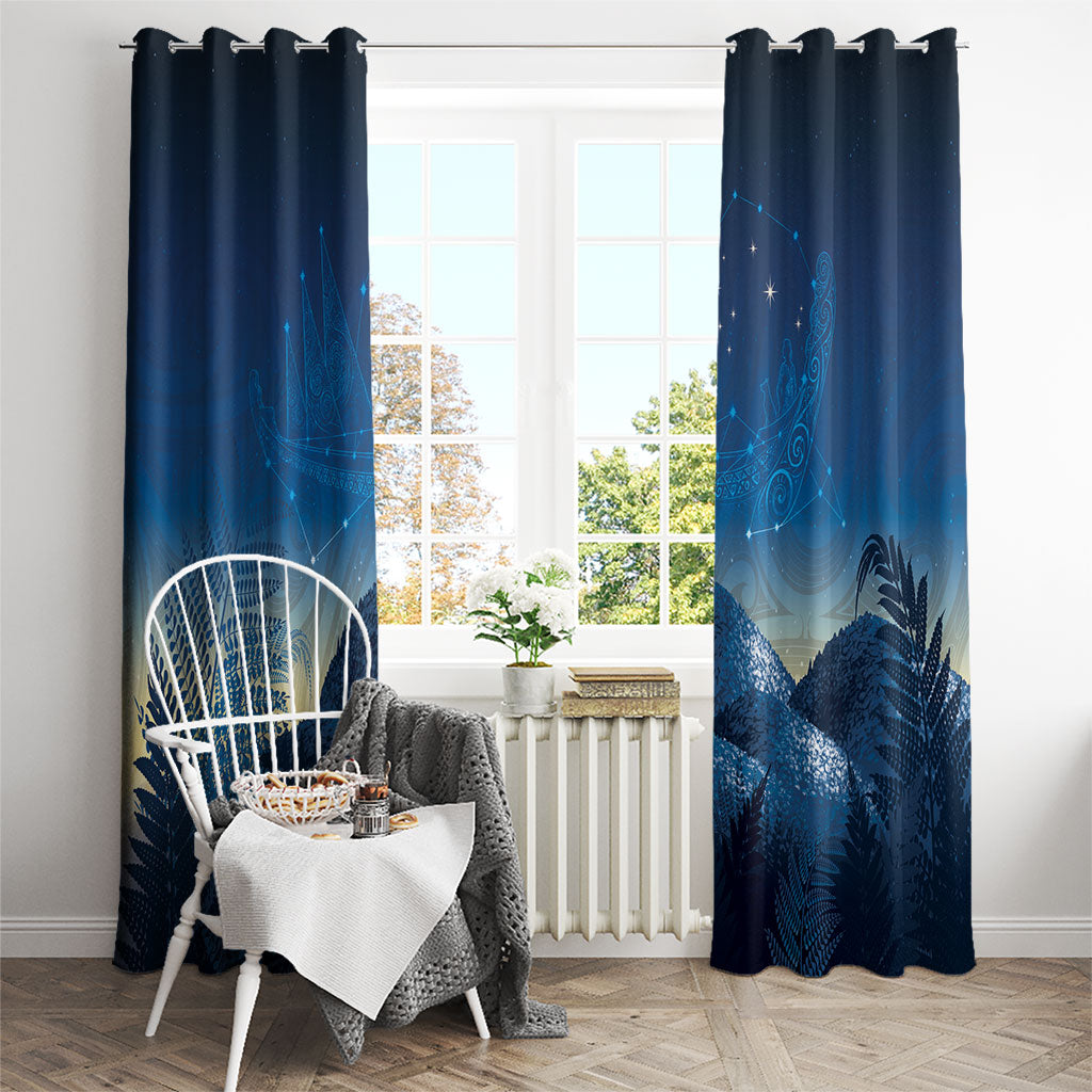 New Zealand Matariki Window Curtain Maori Waka With Silver Fern