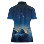 New Zealand Matariki Women Polo Shirt Maori Waka With Silver Fern
