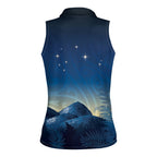 New Zealand Matariki Women Sleeveless Polo Shirt Maori Waka With Silver Fern