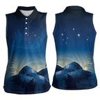 New Zealand Matariki Women Sleeveless Polo Shirt Maori Waka With Silver Fern