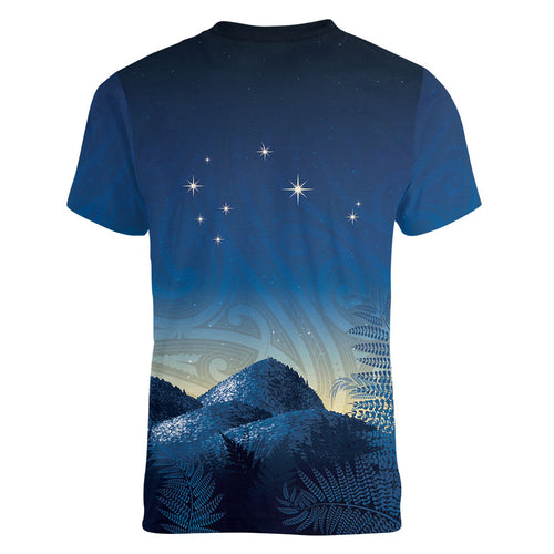 New Zealand Matariki Women V-Neck T-Shirt Maori Waka With Silver Fern
