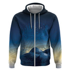 New Zealand Matariki Zip Hoodie Maori Waka With Silver Fern