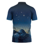 New Zealand Matariki Zipper Polo Shirt Maori Waka With Silver Fern