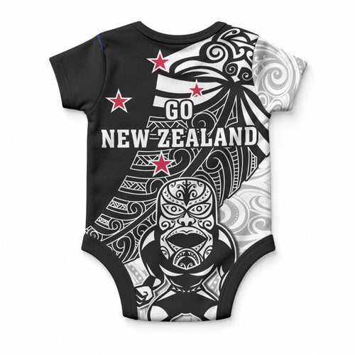 New Zealand Silver Fern Rugby Baby Onesie World Cup 2023 Go Aotearoa Maori Pattern