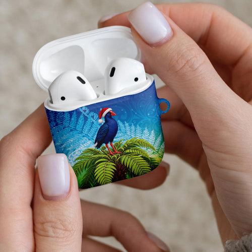 New Zealand Christmas AirPods Case Pukeko With Ponga Tree Silver Fern
