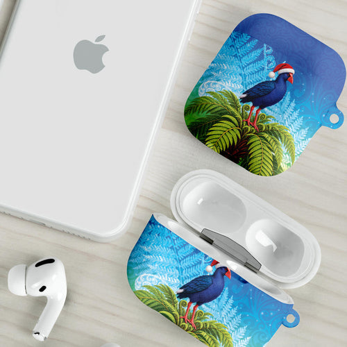 New Zealand Christmas AirPods Case Pukeko With Ponga Tree Silver Fern