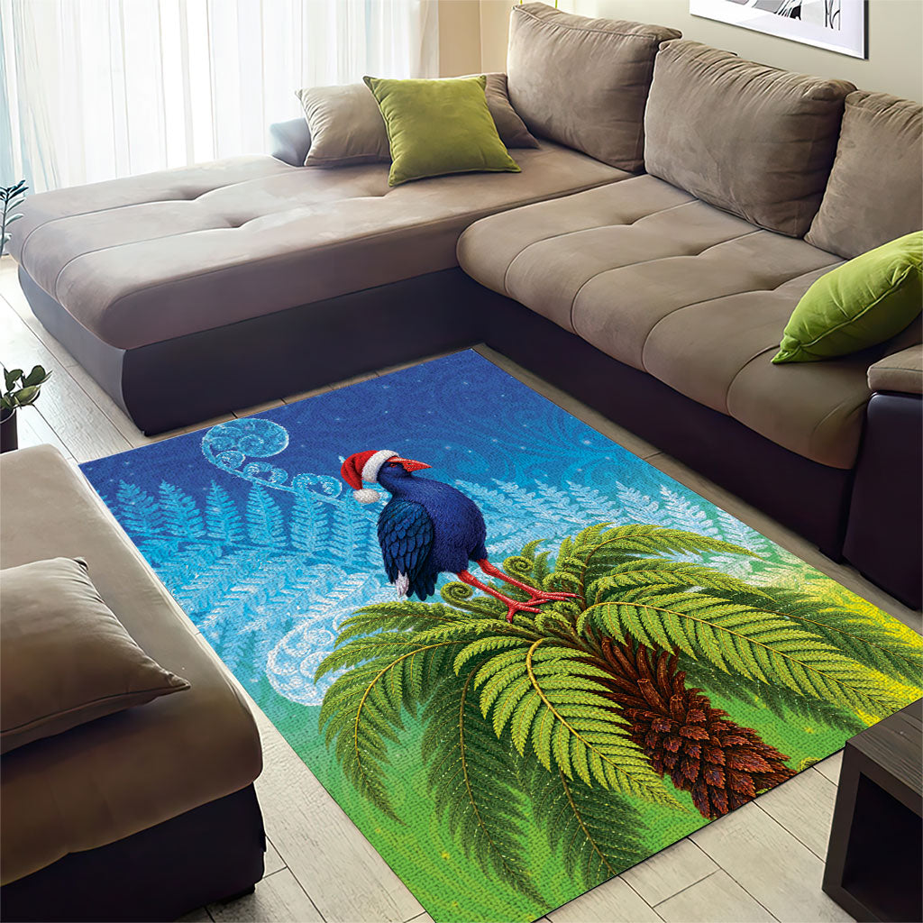 New Zealand Christmas Area Rug Pukeko With Ponga Tree Silver Fern