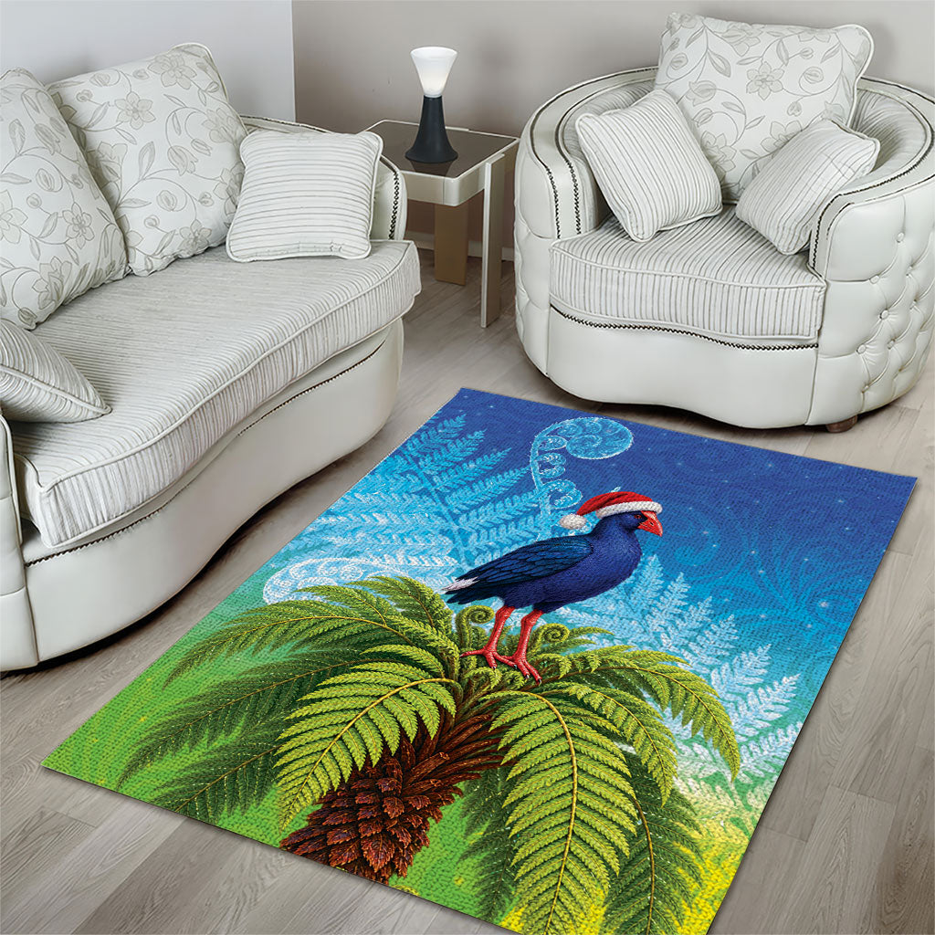 New Zealand Christmas Area Rug Pukeko With Ponga Tree Silver Fern