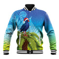 New Zealand Christmas Baseball Jacket Pukeko With Ponga Tree Silver Fern