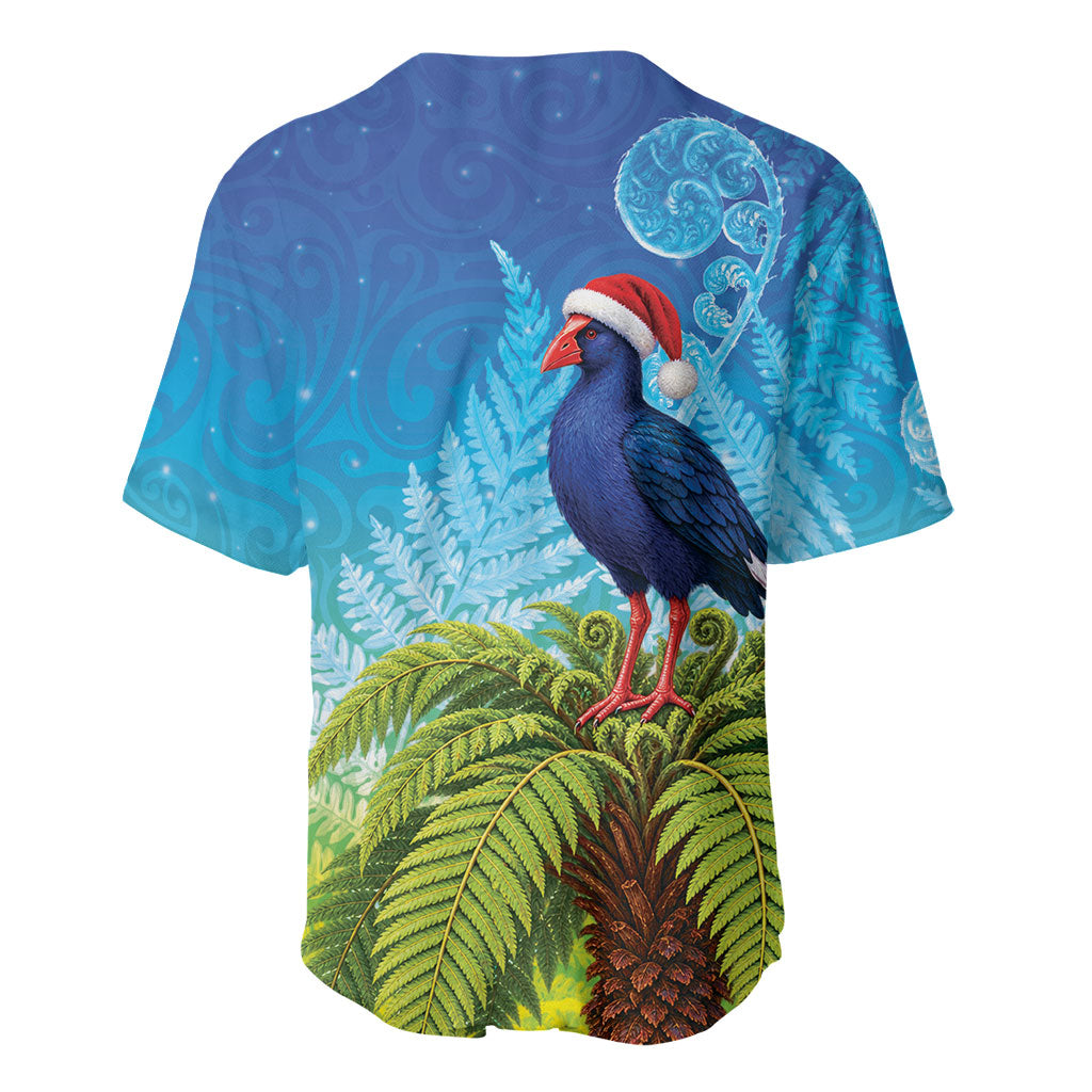 New Zealand Christmas Baseball Jersey Pukeko With Ponga Tree Silver Fern