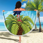 New Zealand Christmas Beach Blanket Pukeko With Ponga Tree Silver Fern