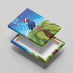 New Zealand Christmas Canvas Wall Art Pukeko With Ponga Tree Silver Fern