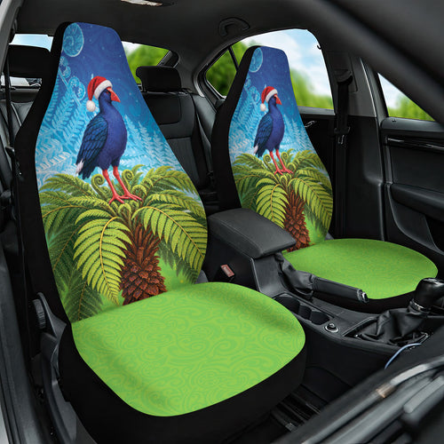 New Zealand Christmas Car Seat Cover Pukeko With Ponga Tree Silver Fern