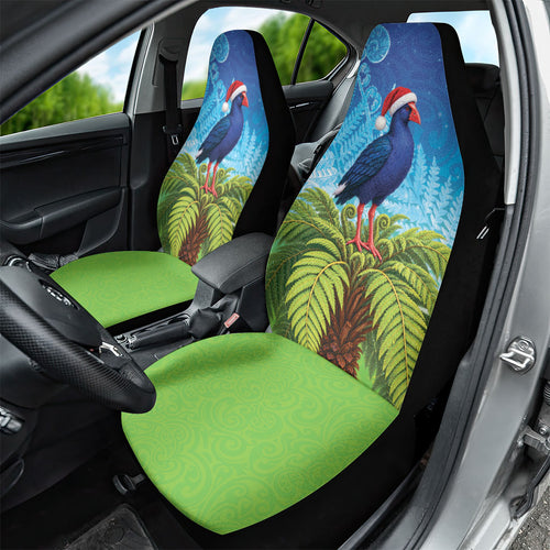 New Zealand Christmas Car Seat Cover Pukeko With Ponga Tree Silver Fern