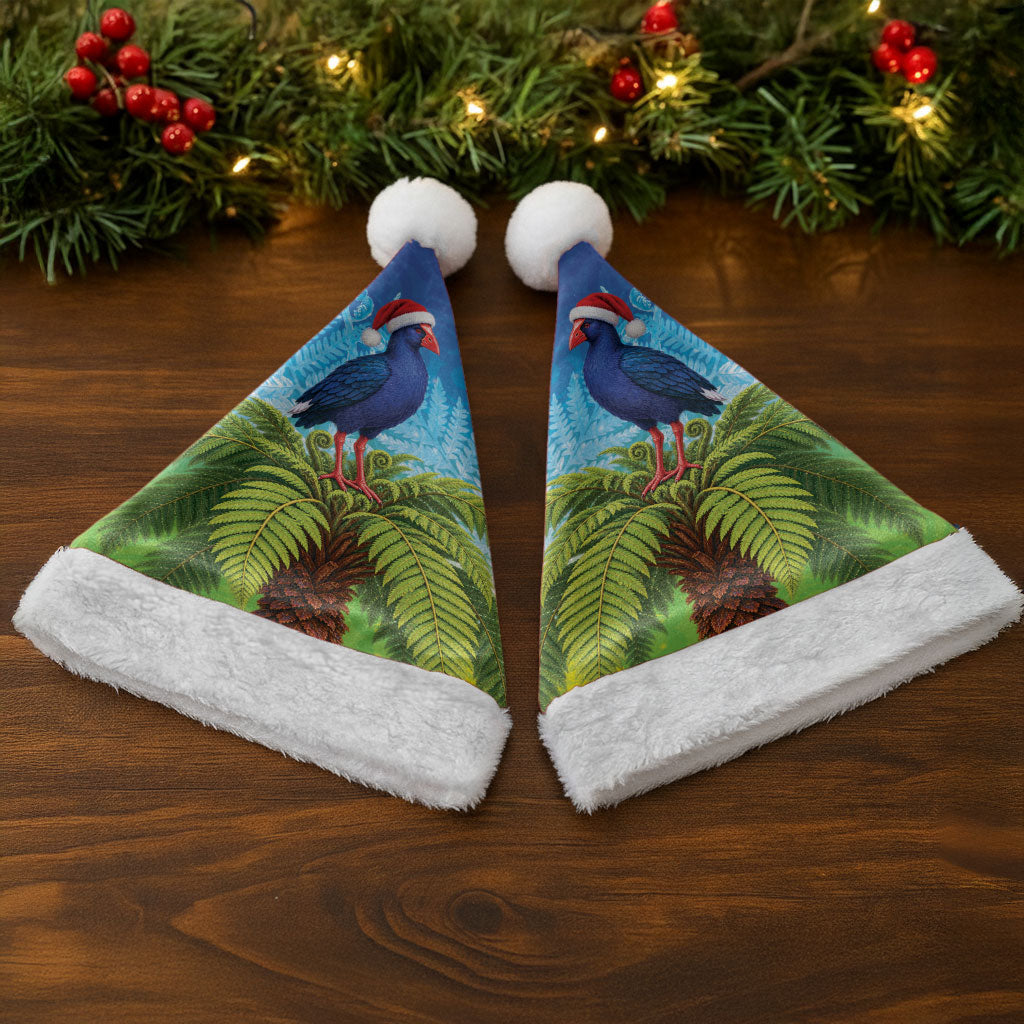 New Zealand Christmas Santa Hat Pukeko With Ponga Tree Silver Fern