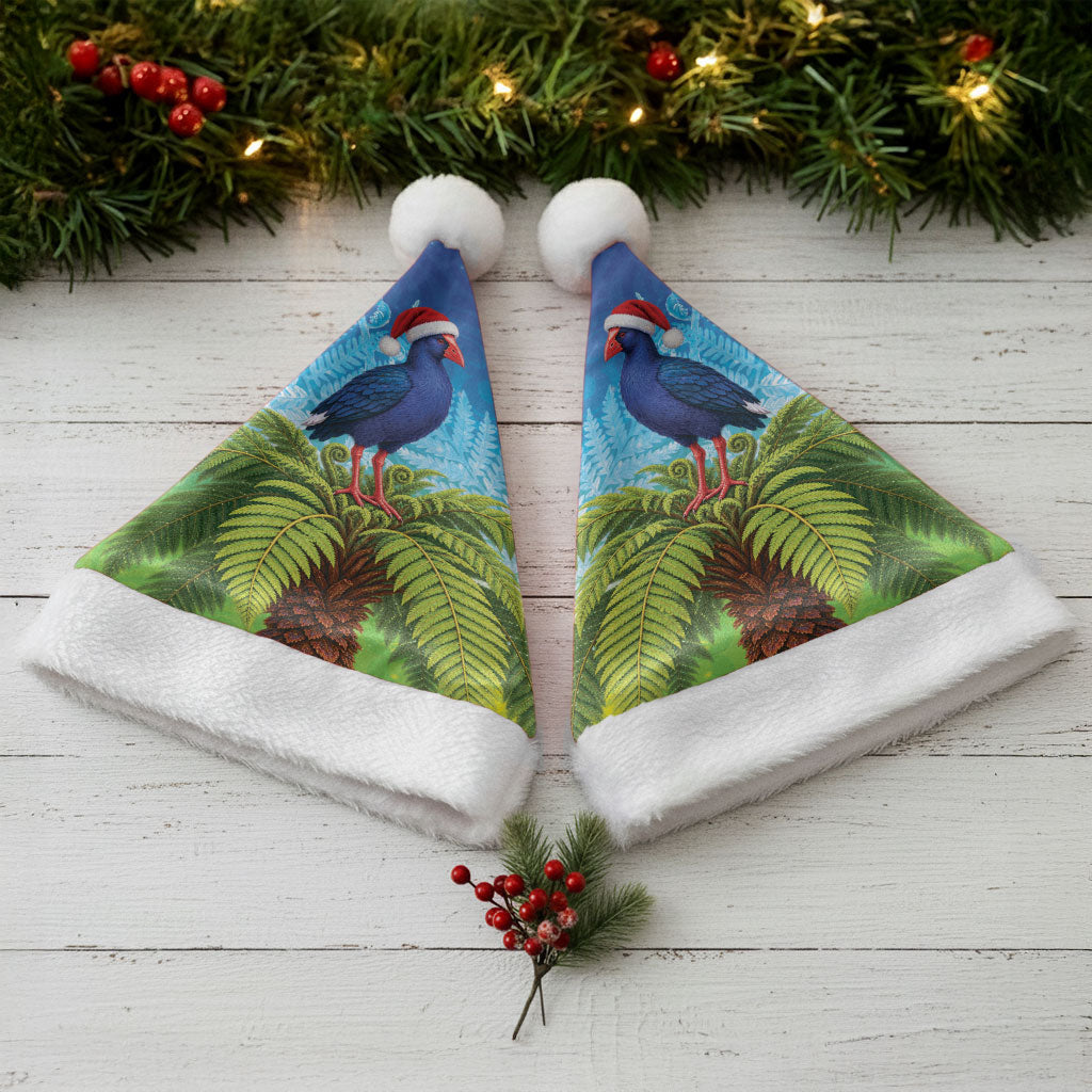 New Zealand Christmas Santa Hat Pukeko With Ponga Tree Silver Fern