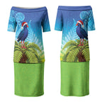 New Zealand Christmas Couples Matching Puletasi and Hawaiian Shirt Pukeko With Ponga Tree Silver Fern