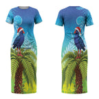 New Zealand Christmas Couples Matching Short Sleeve Bodycon Dress and Hawaiian Shirt Pukeko With Ponga Tree Silver Fern