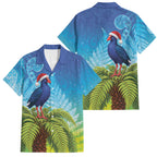 New Zealand Christmas Family Matching Long Sleeve Bodycon Dress and Hawaiian Shirt Pukeko With Ponga Tree Silver Fern