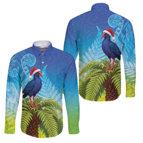 New Zealand Christmas Family Matching Mermaid Dress and Hawaiian Shirt Pukeko With Ponga Tree Silver Fern