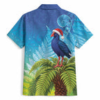 New Zealand Christmas Hawaiian Shirt Pukeko With Ponga Tree Silver Fern