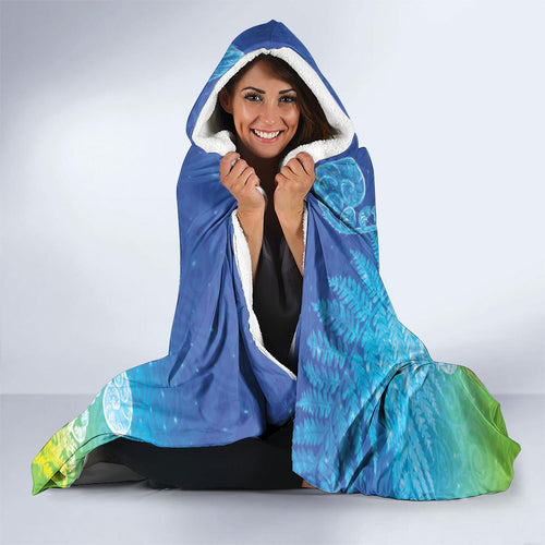 New Zealand Christmas Hooded Blanket Pukeko With Ponga Tree Silver Fern