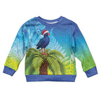 New Zealand Christmas Kid Ugly Christmas Sweater Pukeko With Ponga Tree Silver Fern