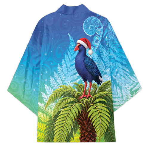 New Zealand Christmas Kimono Pukeko With Ponga Tree Silver Fern