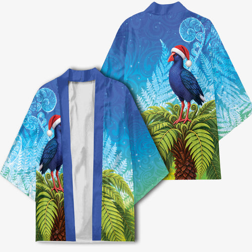 New Zealand Christmas Kimono Pukeko With Ponga Tree Silver Fern