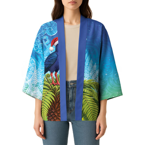 New Zealand Christmas Kimono Pukeko With Ponga Tree Silver Fern