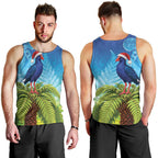 New Zealand Christmas Men Tank Top Pukeko With Ponga Tree Silver Fern