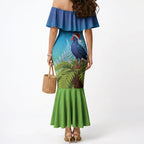 New Zealand Christmas Mermaid Dress Pukeko With Ponga Tree Silver Fern
