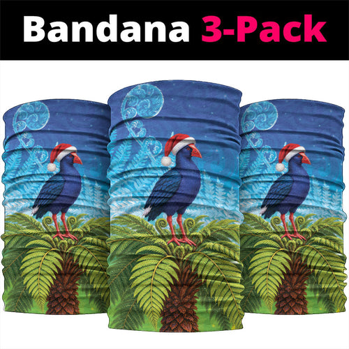 New Zealand Christmas Neck Gaiter Pukeko With Ponga Tree Silver Fern