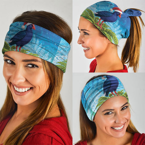 New Zealand Christmas Neck Gaiter Pukeko With Ponga Tree Silver Fern