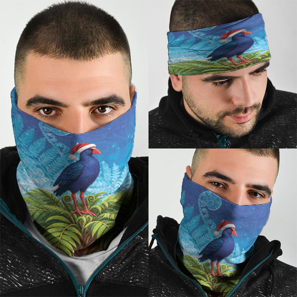 New Zealand Christmas Neck Gaiter Pukeko With Ponga Tree Silver Fern