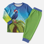 New Zealand Christmas Pajama Set Pukeko With Ponga Tree Silver Fern