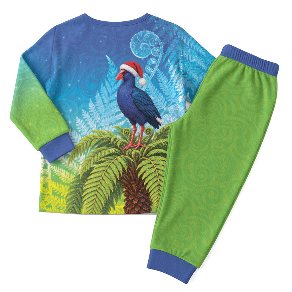 New Zealand Christmas Pajama Set Pukeko With Ponga Tree Silver Fern