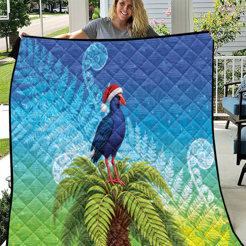 New Zealand Christmas Quilt Pukeko With Ponga Tree Silver Fern