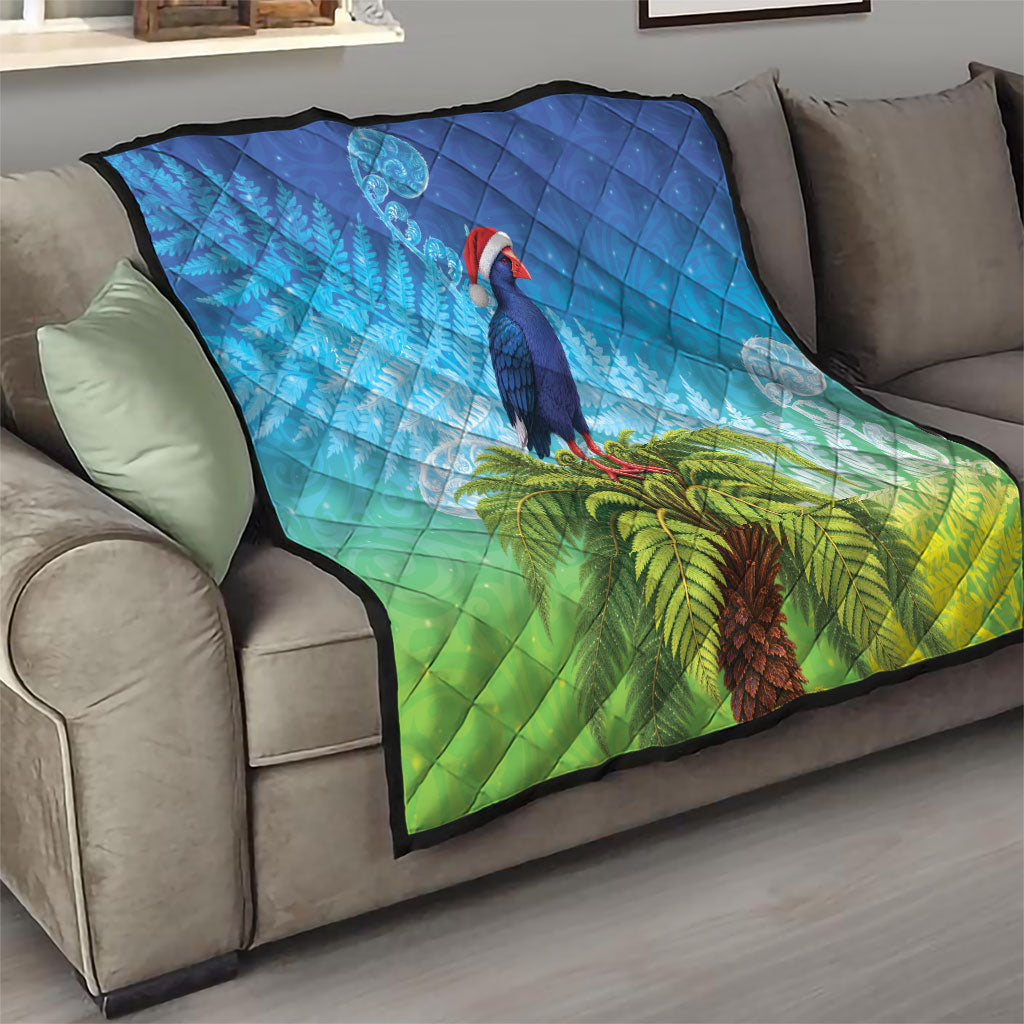 New Zealand Christmas Quilt Pukeko With Ponga Tree Silver Fern