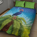 New Zealand Christmas Quilt Bed Set Pukeko With Ponga Tree Silver Fern