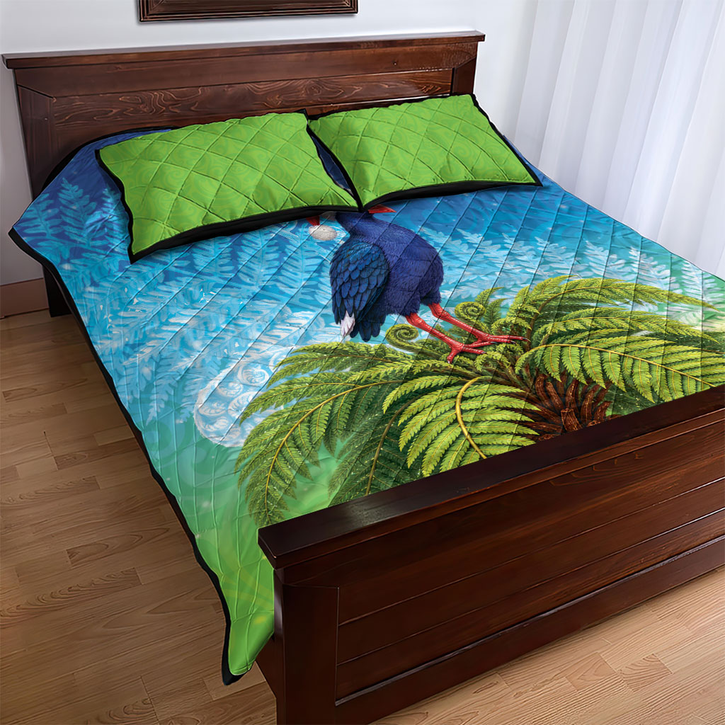 New Zealand Christmas Quilt Bed Set Pukeko With Ponga Tree Silver Fern