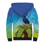 New Zealand Christmas Sherpa Hoodie Pukeko With Ponga Tree Silver Fern
