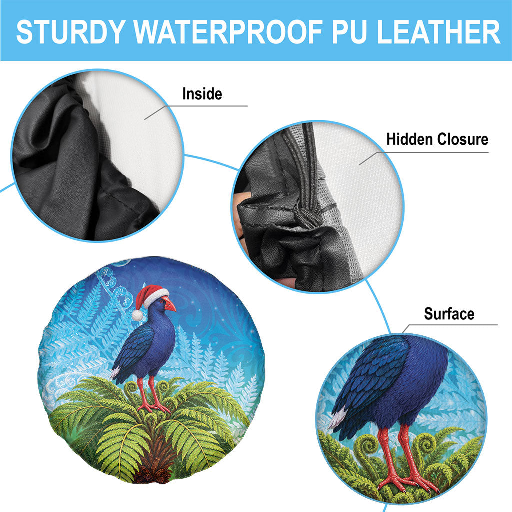 New Zealand Christmas Spare Tire Cover Pukeko With Ponga Tree Silver Fern