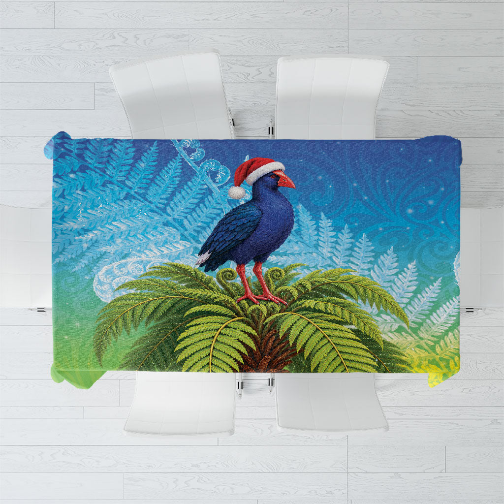 New Zealand Christmas Tablecloth Pukeko With Ponga Tree Silver Fern