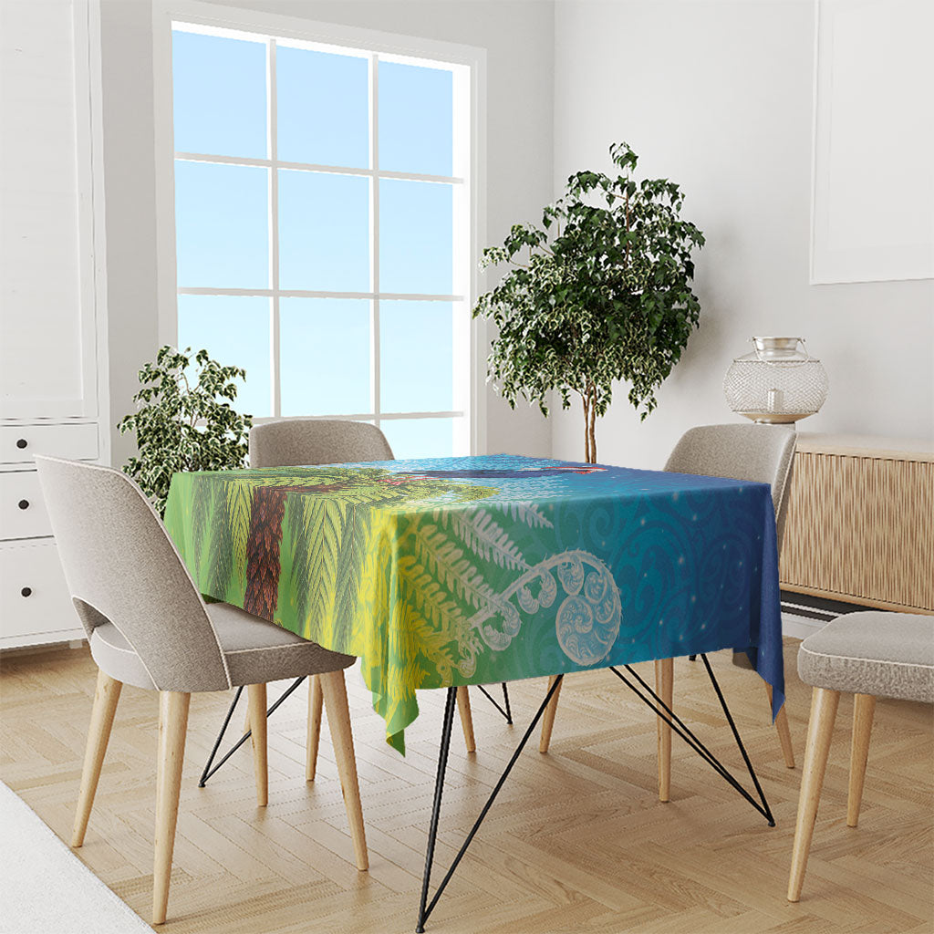 New Zealand Christmas Tablecloth Pukeko With Ponga Tree Silver Fern