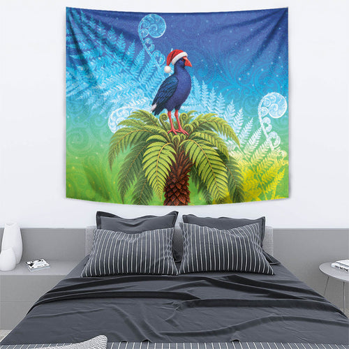 New Zealand Christmas Tapestry Pukeko With Ponga Tree Silver Fern